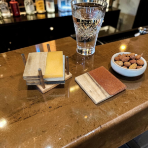 Hickory and Epoxy Coaster Set with Base