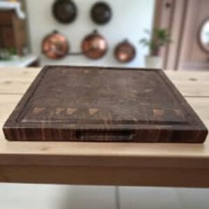 Walnut Endgrain Cutting Board with Juice and Handhold Grooves 15"