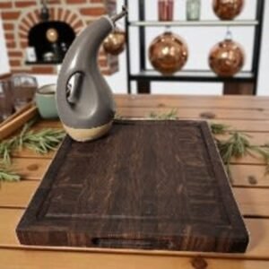 Walnut Endgrain Cutting Board with Hand and Juice Groove 13"