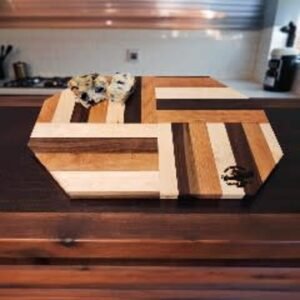 Octagonal Cherry, Walnut, and Maple Cutting Board