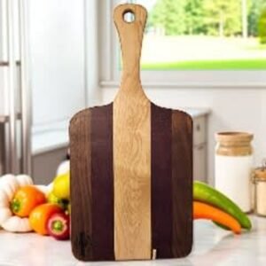 Walnut, Maple, and Purpleheart handled cutting board