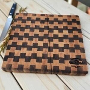 Walnut and Gummy Cherry Endgrain Cutting Board with Handholds